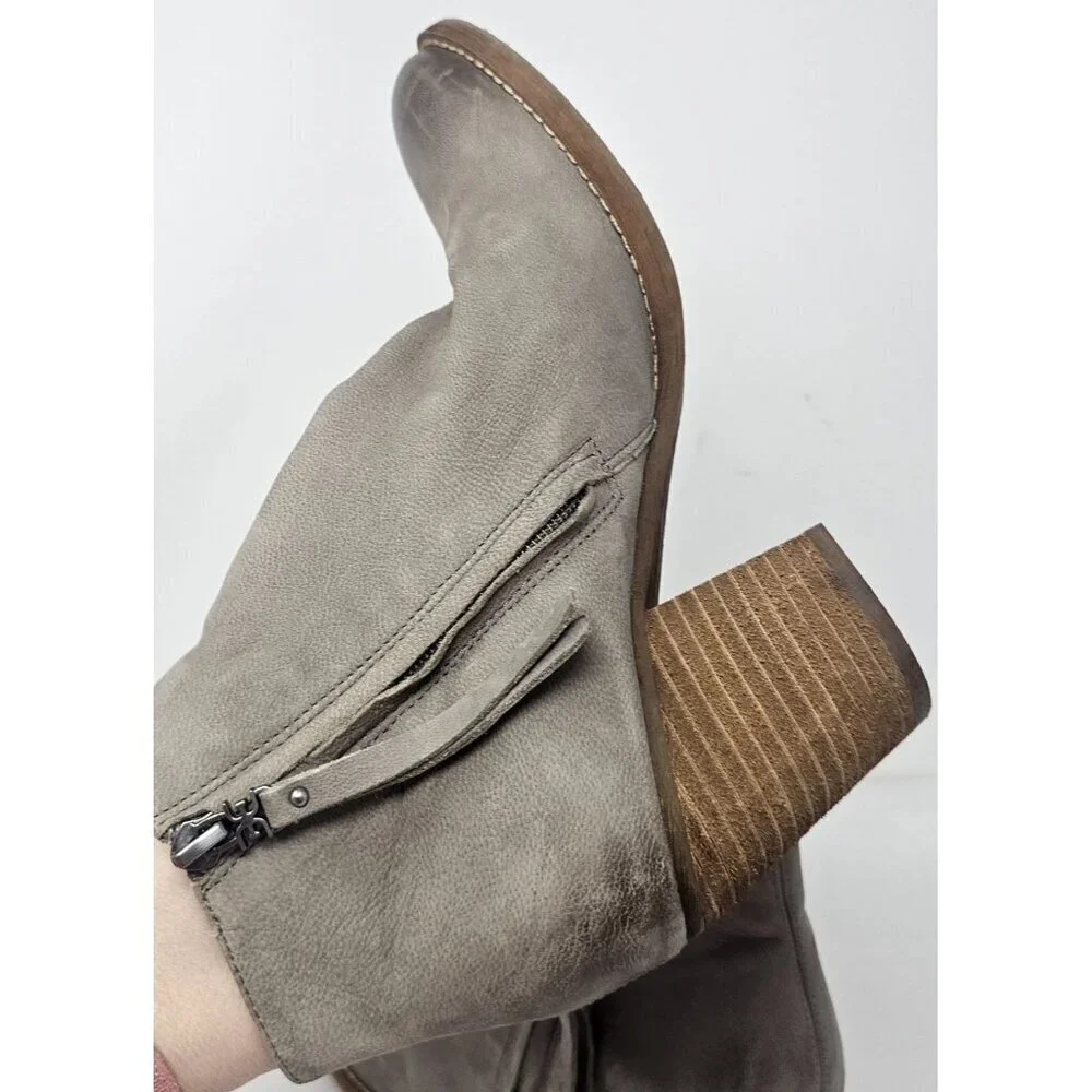 Sam Edelman Mariella Soft Leather Booties Gray Taupe Ankle Zip Up Size 7M